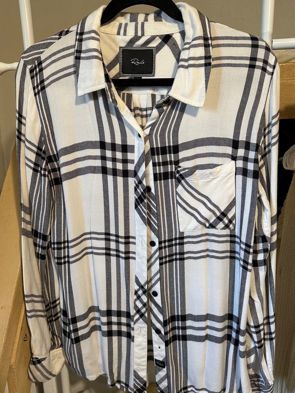 Rails Hunter Plaid Button Down Shirt Bone Black EXCELLENT condition